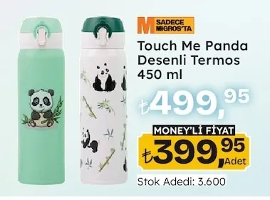 Touch Me Panda Desenli Termos 450 Ml