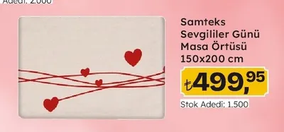 Samteks Sevgililer Günü Masa Örtüsü 150X200 Cm