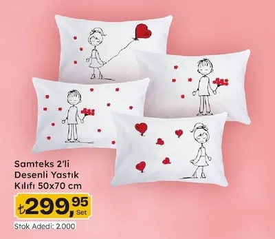 Samteks 2'Li Desenli Yastık Kılıfı 50X70 Cm