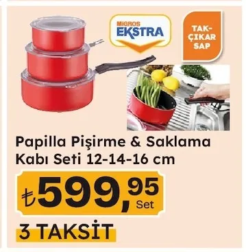 Papilla Pişirme & Saklama Kabı Seti 12-14-16 Cm