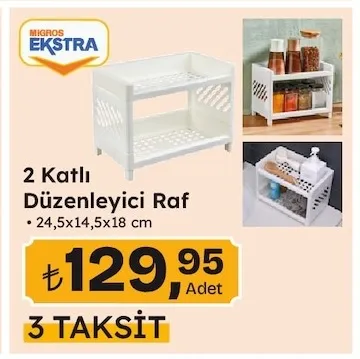 2 Katlı Düzenleyici Raf 24,5X14,5X18 Cm