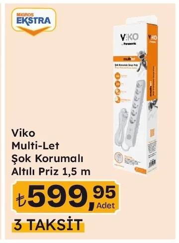 Viko Multi-Let Şok Korumalı Altılı Priz 1,5 M