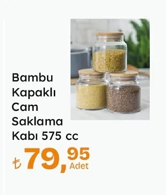 Bambu Kapaklı Cam Saklama Kabı 575 Cc