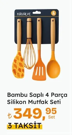 Bambu Saplı 4 Parça Silikon Mutfak Seti