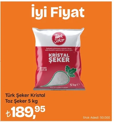 Türk Şeker Kristal Toz Şeker 5 Kg