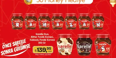 Sarelle Duo, Bitter Fındık Ezmesi, Kakaolu Fındık Ezmesi 350 Gr