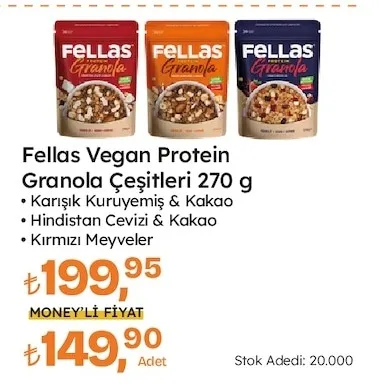 Fellas Vegan Protein Granola Çeşitleri 270 G