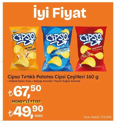 Cipso Tırtıklı Patates Cipsi Çeşitleri 160 G