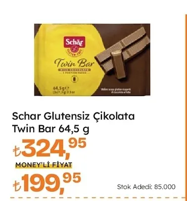 Schar Glutensiz Çikolata Twin Bar 64,5 G