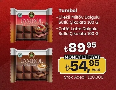 Tambol Çilekli Milföy Dolgulu Sütlü Çikolata 100 G