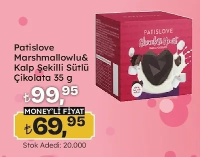 Patislove Marshmallowlu & Kalp Şekilli Sütlü Çikolata 35 G