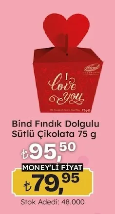 Bind Fındık Dolgulu Sütlü Çikolata 75 G