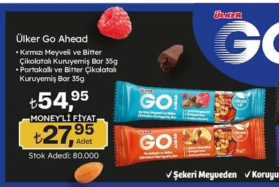 Ülker Go Ahead Kırmızı Meyveli Ve Bitter Çikolatalı Kuruyemiş Bar 35G