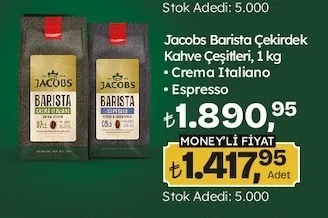 Jacobs Barista Çekirdek Kahve Çeşitleri, 1 Kg