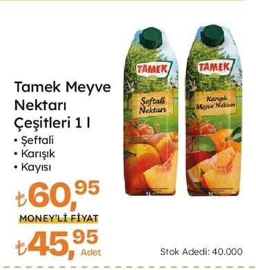 Tamek Meyve Nektarı Çeşitleri 1 L