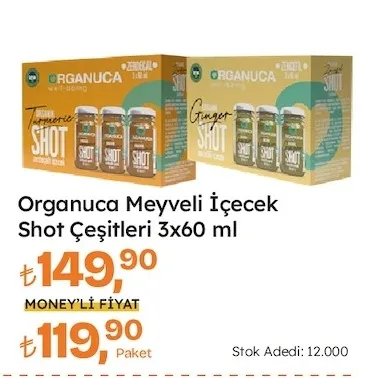 Organuca Meyveli İçecek Shot Çeşitleri 3X60 Ml