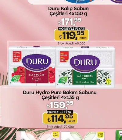 Duru Hydro Pure Bakım Sabunu Çeşitleri 4X135 G