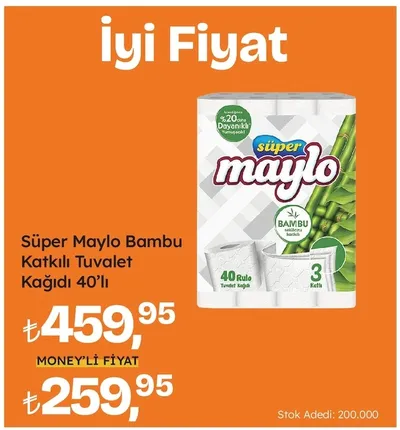 Süper Maylo Bambu Katkılı Tuvalet Kağıdı 40'Lı