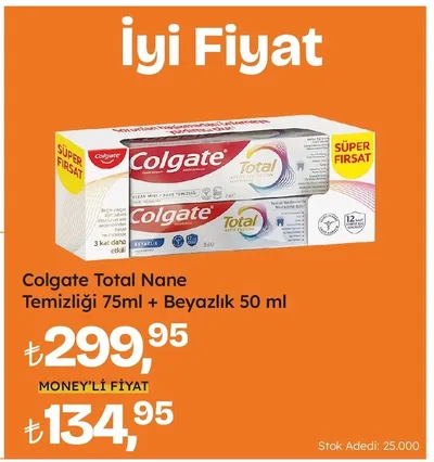 Colgate Total Nane Temizliği 75Ml + Beyazlık 50 Ml