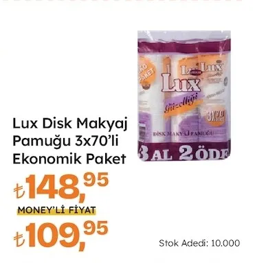 Lux Disk Makyaj Pamuğu 3X70'Li Ekonomik Paket