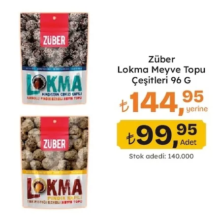 Züber Lokma Meyve Topu Çeşitleri 96 G
