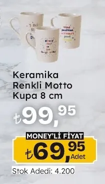 Keramika Renkli Motto Kupa 8 Cm