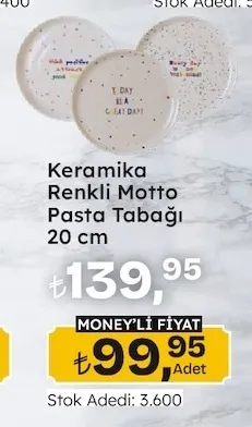 Keramika Renkli Motto Pasta Tabağı 20 Cm