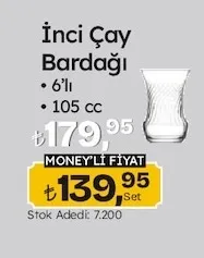 İnci Çay Bardağı 6'Lı 105 Cc
