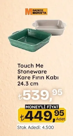 Touch Me Stoneware Kare Fırın Kabı 24.3 Cm