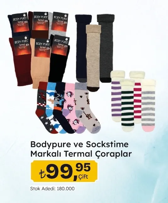 Bodypure Ve Sockstime Markalı Termal Çoraplar