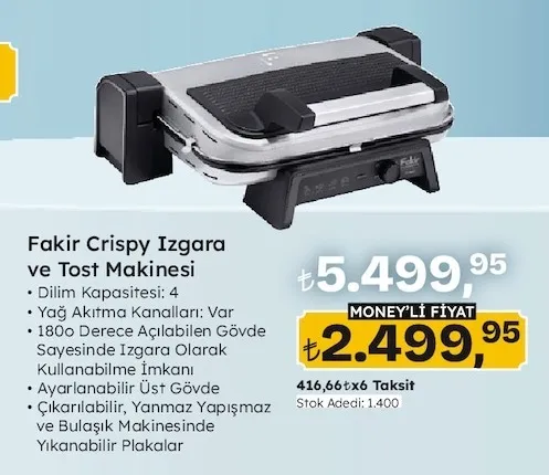 Fakir Crispy Izgara Ve Tost Makinesi
