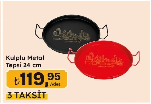 Kulplu Metal Tepsi 24 Cm