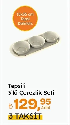 Tepsili 3'Lü Çerezlik Seti