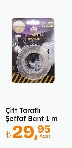 Çift Taraflı Şeffaf Bant 1 M