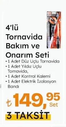 4'Lü Tornavida Bakım Ve Onarım Seti