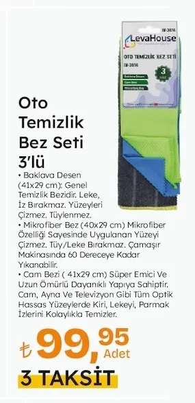 Oto Temizlik Bez Seti 3'Lü