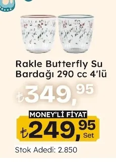 Rakle Butterfly Su Bardağı 290 Cc 4'Lü