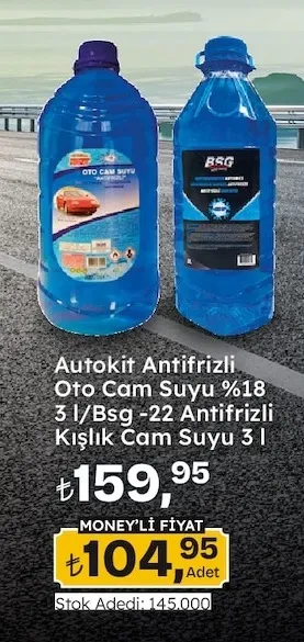 Autokit Antifrizli Oto Cam Suyu %18 3 L/Bsg -22 Antifrizli Kışlık Cam Suyu 3 L