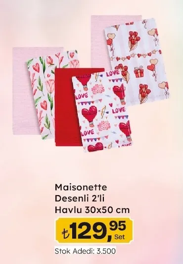 Maisonette Desenli 2'Li Havlu 30X50 Cm