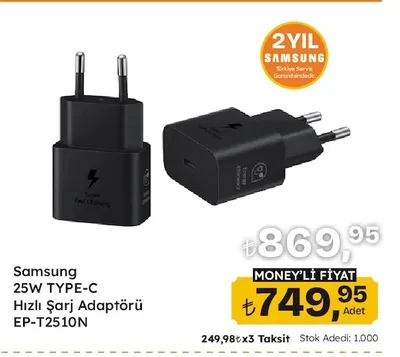 Samsung 25W Type-C Hızlı Şarj Adaptörü Ep-T2510N