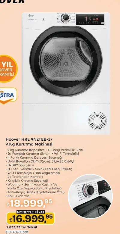 Hoover Hre 9N2Teb-17 9 Kg Kurutma Makinesi