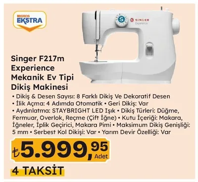 Singer F217M Experience Mekanik Ev Tipi Dikiş Makinesi