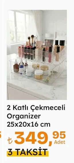 2 Katlı Çekmeceli Organizer 25X20X16 Cm