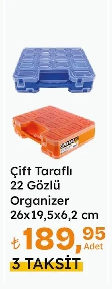 Çift Taraflı 22 Gözlü Organizer 26X19,5X6,2 Cm