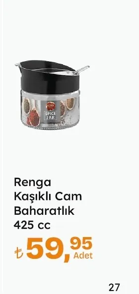 Renga Kaşıklı Cam Baharatlık 425 Cc