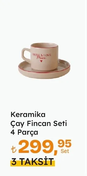 Keramika Çay Fincan Seti 4 Parça