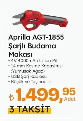 Aprilla Agt-1855 Şarjlı Budama Makası