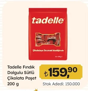 Tadelle Fındık Dolgulu Sütlü Çikolata Poşet 200 G