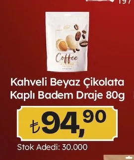 Kahveli Beyaz Çikolata Kaplı Badem Draje 80G