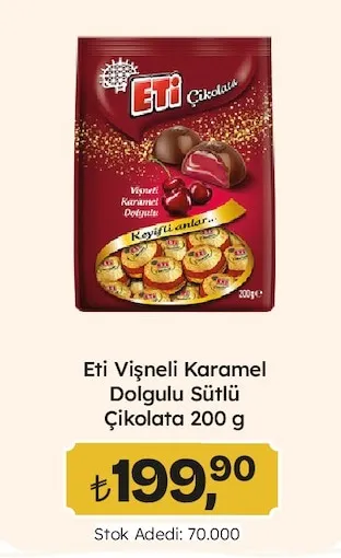 Eti Vişneli Karamel Dolgulu Sütlü Çikolata 200 G